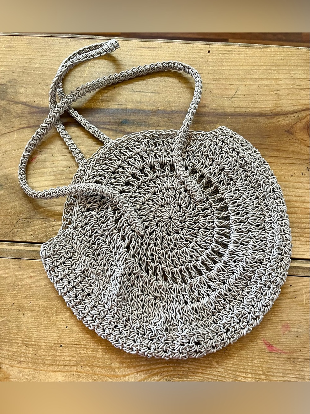 Boho Crochet Round Woven Shoulder Bag Gray